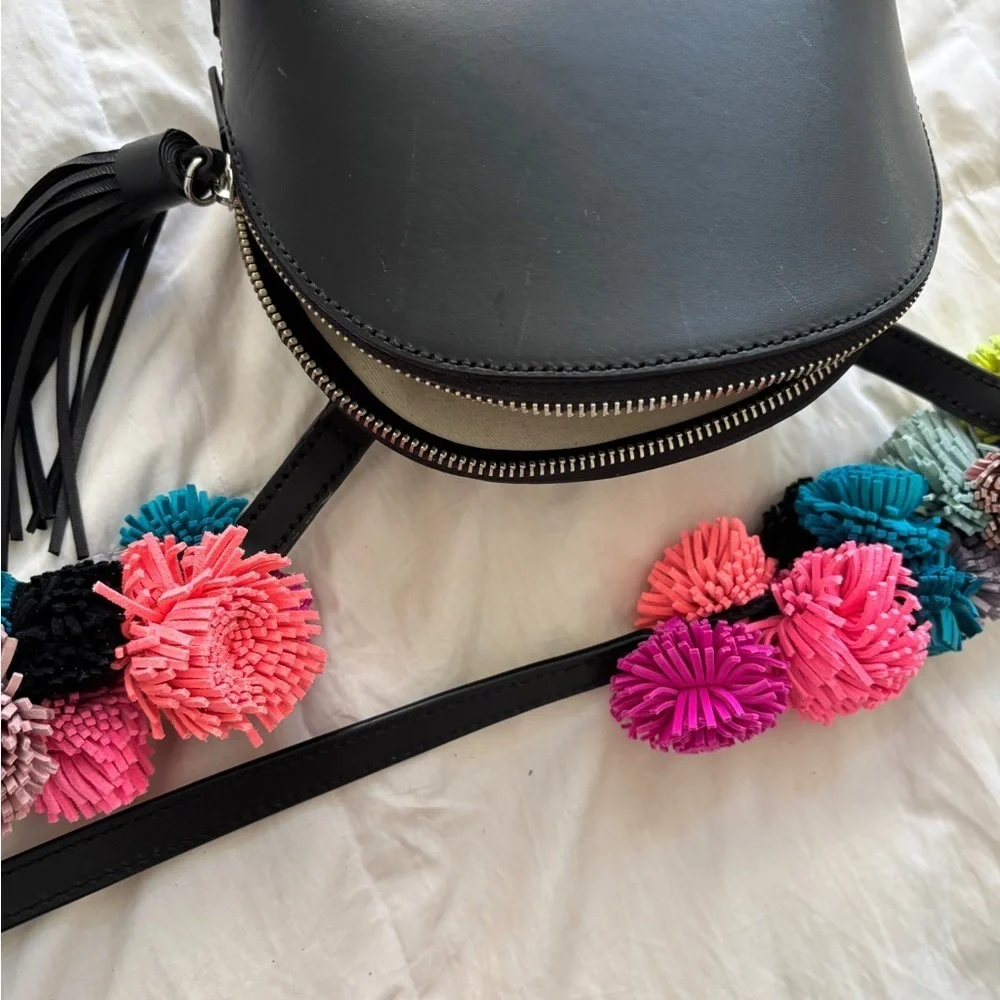 Loeffler randall new Black Pom-Pom Embellished Women's Bag